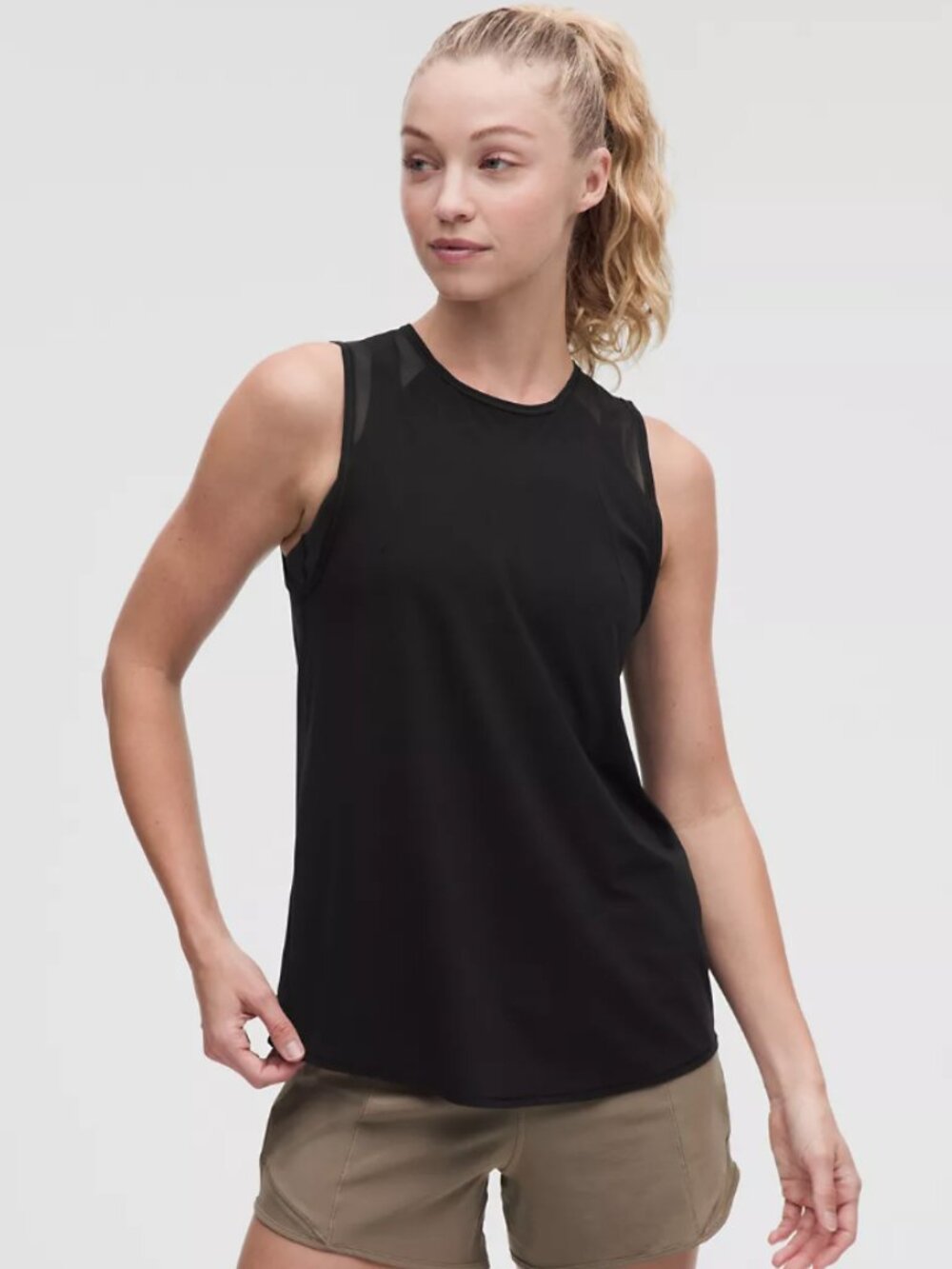 Lululemon Sculpt Tank Black Mesh Back Size 8 Workout Top
